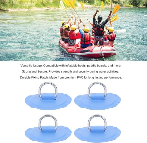 4PCS D Ring Patch, PVC Round Shape Strong Stainless Steel D Ring Pad for Boat Raft Paddle Board, Inflatable Boats, Paddle Boards, Rubber Dinghies in Kuwait