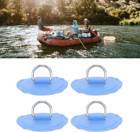 4PCS D Ring Patch, PVC Round Shape Strong Stainless Steel D Ring Pad for Boat Raft Paddle Board, Inflatable Boats, Paddle Boards, Rubber Dinghies in Kuwait