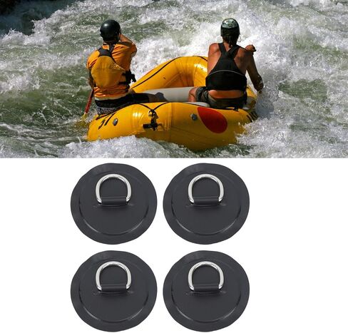 4PCS D Ring Patch, PVC Round Shape Strong Stainless Steel D Ring Pad for Boat Raft Paddle Board, Inflatable Boats, Paddle Boards, Rubber Dinghies in Kuwait