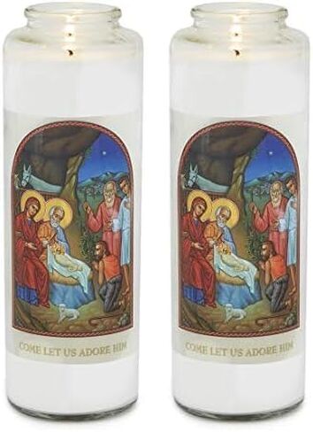 Root Candles Prayer Candles Clear Glass Devotional 7-Day Prayer Candle, Come Let Us Adore Him in Kuwait