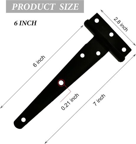 6PCS T Strap Hinges, Gate Hinges 4 inch Heavy Duty for wooden Fences, Black Shed Doors Hinges Wrought Hardware Iron Rustproof(4 INCH) in Saudi Arabia