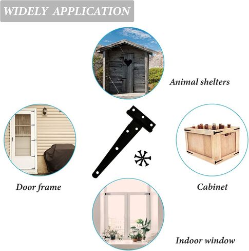 6PCS T Strap Hinges, Gate Hinges 4 inch Heavy Duty for wooden Fences, Black Shed Doors Hinges Wrought Hardware Iron Rustproof(4 INCH) in Saudi Arabia