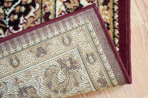 United Weavers of America، مجموعة Dallas، سجادة منطقة، داخلي، بولي بروبيلين، ظهر من الجوت، مقاوم للبقع، تقليدي، عنابي، طباعة زهور، مستطيل، 5'3" x 7'2" in Kuwait