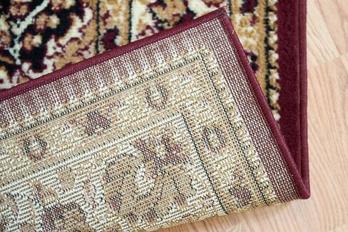 United Weavers of America، مجموعة Dallas، سجادة منطقة، داخلي، بولي بروبيلين، ظهر من الجوت، مقاوم للبقع، تقليدي، عنابي، طباعة زهور، مستطيل، 5'3" x 7'2" in Kuwait