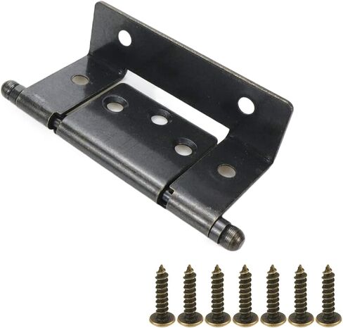 Wealrit 4 Pcs 2.8 Inch Non-Mortise Wrap Hinges Bronze Vintage Full Inset Partial Wrap Long Axis Hinges with Mounting Screws(0.7 Inch Width) in Kuwait