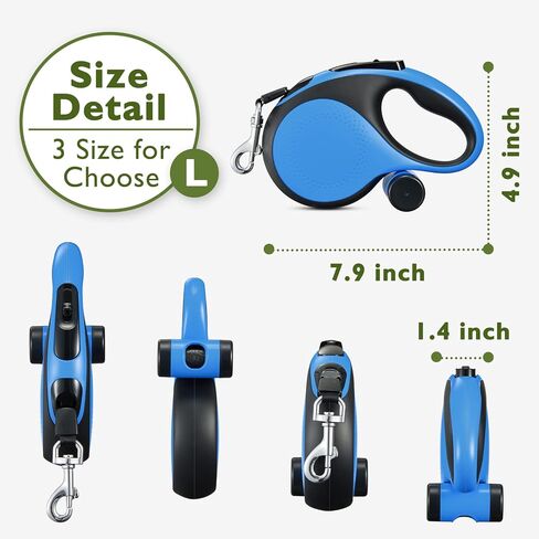 LMVVC Retractable Dog Leash 16Ft Durable Dog Walking Leash Suits for Large Dogs or Cats with LED Flashlight and New Upgraded Charging Port Heavy Duty Pet Walking Up to 110lbs in Kuwait