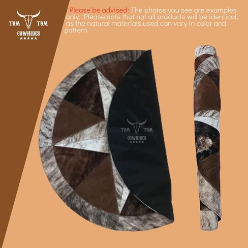 سجادة من جلد البقر، جلد بني فاتح، مساحة دائرية مرقعة على شكل نجمة 40 بوصة، لتزيين غرف النوم وغرف الطعام وغرف المعيشة in Kuwait