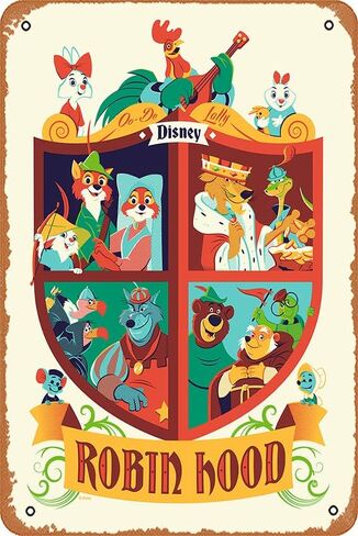 علامة قصدير كلاسيكية من سلسلة أفلام Zuhhgii Robin Hood، ملصق فني للفيلم الكلاسيكي وملصقات تلفزيونية للرجال كهف جدار ديكور فني هدية للنساء والرجال مقاس 8 × 12 بوصة لافتة معدنية من القصدير. in Kuwait