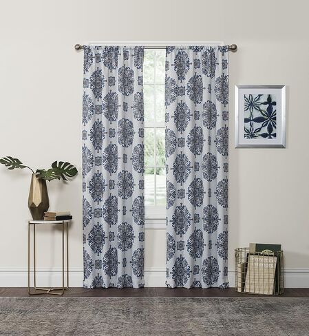 Eclipse 37" x 84" Insulated Darkening Single Panel Rod Pocket Window Treatment Living Room, 37 in x 84 in, Navy in Saudi Arabia