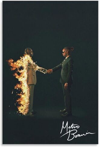 Metro Modern Music Boomin Art Heroes & Villains Album Signature Poster Wall Art Paintings Canvas Wall Decor Home Decor Living Room Decor Aesthetic Prints 12x18inch(30x45cm) Unframe-style in Saudi Arabia