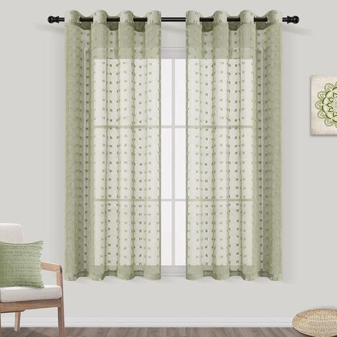 Guken جروميت بوم بوم الستائر الشفافة 84 بوصة طول 2 لوحات لغرفة المعيشة غرفة الطعام ستارة مزخرفة لغرفة النوم ضوء تصفية شبه شفافة الفوال بوهو لوحات ستائر المزرعة، الطبيعة، W38xL84 in Kuwait