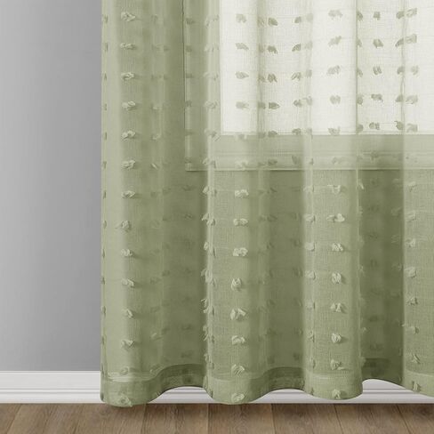 Guken جروميت بوم بوم الستائر الشفافة 84 بوصة طول 2 لوحات لغرفة المعيشة غرفة الطعام ستارة مزخرفة لغرفة النوم ضوء تصفية شبه شفافة الفوال بوهو لوحات ستائر المزرعة، الطبيعة، W38xL84 in Kuwait