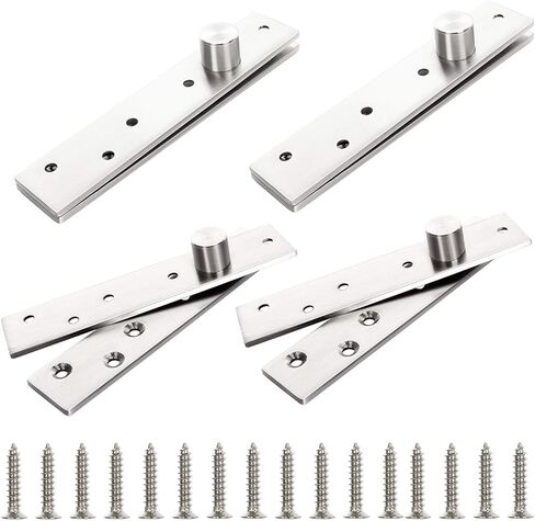 Door Hinge 4 Sets Heavy Duty Hidden Door Hinges, ainless 6 h Offset-Axes 360 Degree Swinging Door Hardware Invisible Rotating Hinge for Bookcase, Shower Door, Cafe Door, Wine Cabinet,Silver in Kuwait