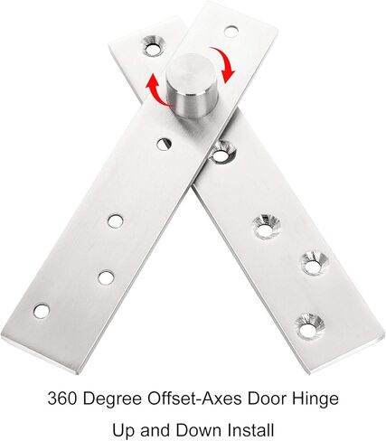 Door Hinge 4 Sets Heavy Duty Hidden Door Hinges, ainless 6 h Offset-Axes 360 Degree Swinging Door Hardware Invisible Rotating Hinge for Bookcase, Shower Door, Cafe Door, Wine Cabinet,Silver in Kuwait