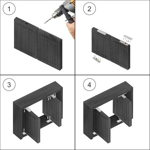 Door Hinge 4 Sets Heavy Duty Hidden Door Hinges, ainless 6 h Offset-Axes 360 Degree Swinging Door Hardware Invisible Rotating Hinge for Bookcase, Shower Door, Cafe Door, Wine Cabinet,Silver in Kuwait