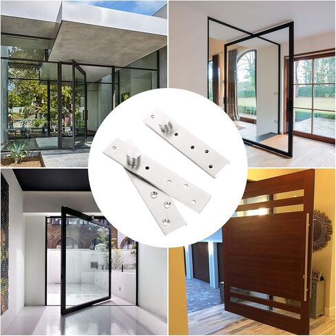 Door Hinge 4 Sets Heavy Duty Hidden Door Hinges, ainless 6 h Offset-Axes 360 Degree Swinging Door Hardware Invisible Rotating Hinge for Bookcase, Shower Door, Cafe Door, Wine Cabinet,Silver in Kuwait