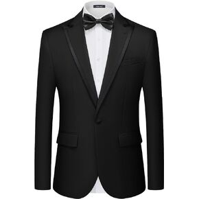 MAGE MALE Mens Blazer Slim Fit Suit Jacket Peak Lapel Business Lightweight One Button Sport Coat with Bow Tie