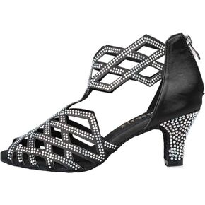 Women's Ballroom Rhinestone Dance Shoes, Latin Salsa Bachata Practice Performance Dancer Shoes