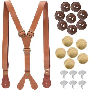 SUPERFINDINGS Gneuine Leather Suspenders Black Sienna for Formal Occasions