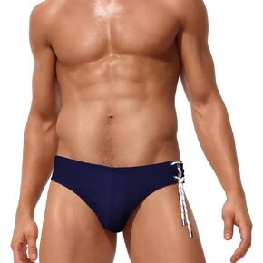 FEOYA Men’s Swim Briefs Low Rise Bikini Swimwear Solid Quick Dry Swimsuit Athletic Surfing Suit with Buckle