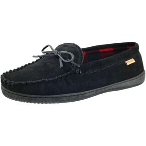 Men's Genuine suede Fleece Moccasin Slippers Indoor Outdoor Slip on Driving Loafer Shoes