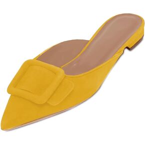 Emiwey Mules for Women,Slingback Buckle Flat Mules Pointed Toe Slide Shoes