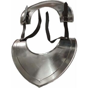 AnNafi® Gorget | Medieval Armour Renaissance H-Neck Protector Steel Gorget Leather Strap Replica | Armor Costume Wearable for Adult |Armour Reenactment SCA LARP Cosplay Men Drama & Halloween Costumes
