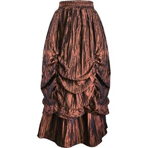 Cykxtees Victorian Steampunk Gothic Theater Crushed Fabric Bustle Skirt
