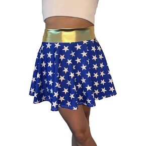 Blue Star Superhero High-Waisted Skater Skirt - Made in USA
