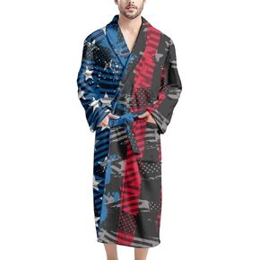HUGS IDEA Long Bath Robe for Men Plush Pajamas Sleepwear Housecoat Soft Fleece Bathrobes Nightgown