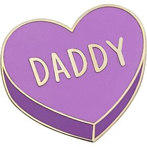 Pinsanity Cute 'Daddy' Purple Candy Heart Enamel Lapel Pin