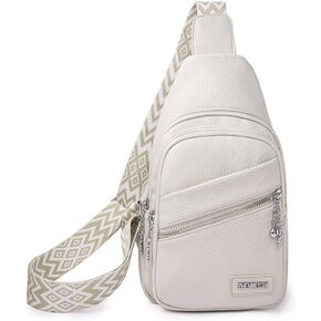 انجيني شنطة كروس للنساء من الجلد النباتي، شنطة كروس كبيرة من الجلد النباتي، شنطة ظهر للنساء، شنطة ظهر للسفر عصرية، ابيض in Kuwait