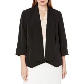 Kasper Women's Plus Size Stretch Crepe Flyaway Jacket