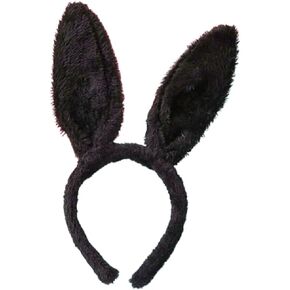 Black Plush Easter Cute Rabbit Ears Headbands for Party Favor and Costume Decoration for Women Girls Boys Men