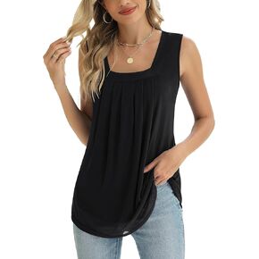 بلوزة Ivicoer نسائية بدون أكمام ورقبة مربعة وطبقات مزدوجة بلوزة تونيك وقمصان S-XXL in Kuwait