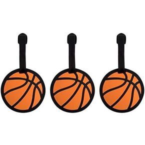 Luggage Tags for Boys Girls Basketball Shaped ID for Backpacks or Travel, 3 Inch, Set of 3