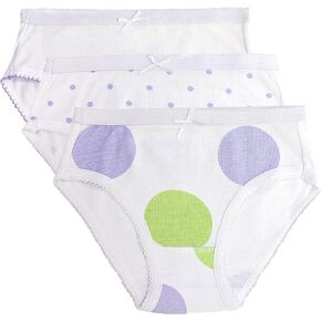 Girls Polkadot Tagless Briefs Underwear Super Soft Panties 3-Pack