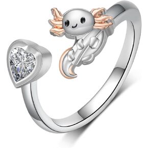 Axolotl Rings 925 Sterling Silver Axolotl Ring Cute Animal Jewelry Gifts for Women Girls Daughter
