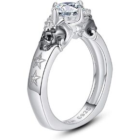 EVBEA خاتم جمجمة خواتم فضية سوداء للنساء منقوشة الحب رائع أسود مكعب زركونيا خواتم لذيذة للفتيات في سن المراهقة in Kuwait