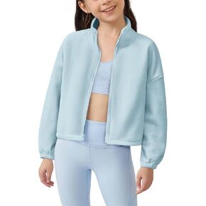 Meikulo الفتيات سترات صوفية الاطفال موضة زمم الوقوف طوق شتاء دافئ شيربا المحاصيل معطف ملابس خارجية 5-14 سنة in Kuwait