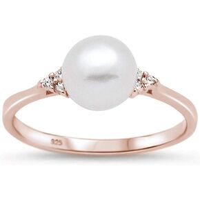 Sterling Silver Fresh Water Pearl & Cubic Zirconia Ring Sizes 4-10 Colors Available!