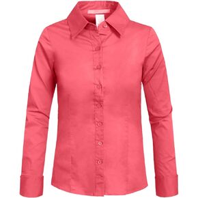 Girl's Basic Casual Long Sleeve Roll Up Button Down Blouse Shirts