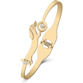 DUOWEI Dachshund Dog Jewelry Gifts for Women Cute Dachshund Bracelet Cuff Bangle 18k Real Gold Plated Stainless Steel Dachshunds Charms for Girls Teens Dog Mom