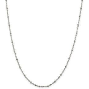 Solid 925 Sterling Silver 2.50mm Singapore Beads Chain Necklace