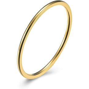 Women's Stainless Steel 1MM Thin Plain Midi Stacking Ring Band Comfort Fit, Size 3 to 10