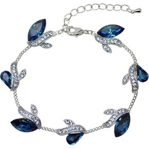 Faship Gorgeous Rhinestone Floral Crystal Necklace Earrings Set