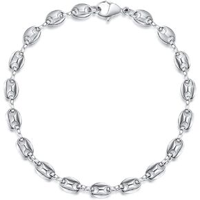 Kaydenana Gold Coffee Beans Link Chain Necklace for Women Stacked Chunky Pig Nose Charm Silver Bracelet for Girl Stainless Steel with Lobster Clasp Jewelry