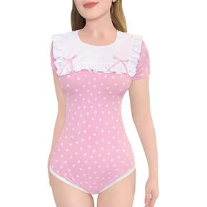 Littleforbig Cotton Romper Onesie Pajamas Bodysuit - Precious Ruffled Bow Bib Onesie