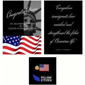 مجموعة هدايا تهنئة للمواطن الأمريكي الجديد مع مظروف ودبوس ذهبي على شكل علم أمريكي مصنوع في الولايات المتحدة الأمريكية in Kuwait