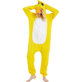 Unisex Adult Onesie Pajamas Yellow Duck Costume Halloween Christmas Cosplay Animal Onesies Sleepwear One Piece